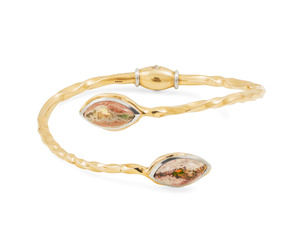 Fire Opal and Diamond Red Gold Bangle