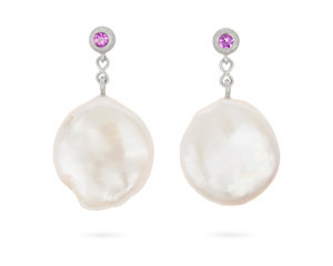 Sapphire & Freshwater Pearl Earrings